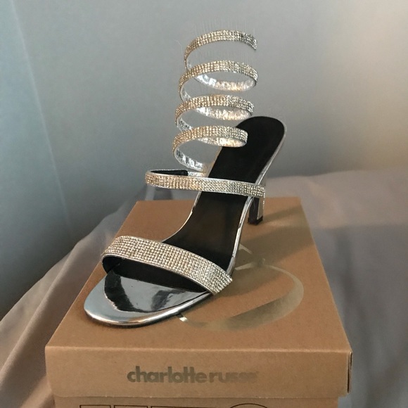 Rhinestone Coil Wrap Sandal Heels - Picture 5 of 7